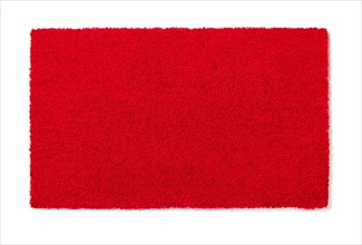 Blank red welcome mat isolated on white background ready for your own text