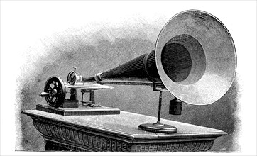 Playback gramophone with large bell