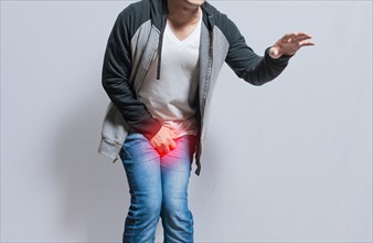 Urinary incontinence Medical problem. people with crotch pain