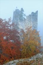 Ruine gebrochen Gutenstein im Nebel