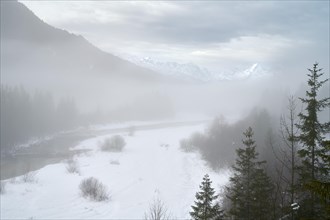 Rissbach valley with fog