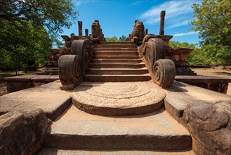 Stairway of Audience Hall of King Parakramabahu ruins in Royal Palace group in ancient city Pollonaruwa