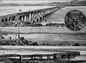 The Tay Bridge crosses the river Firth of Tay in Scotland between the city of Dundee and the suburb of Wormit in Fife