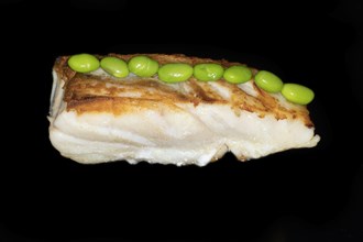 Fried fillet of cod with Japanese edamame beans