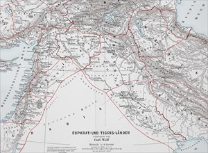 Map of the countries around Euphrates and Tigris from ca 1870