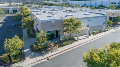Aerial view of industrial commerce office buildings