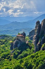 Monastery of St. Nicholas Anapavsa Anapausas in famous greek tourist destination Meteora in Greece in the morning