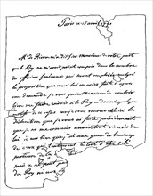 Letter of Duke Louis-Philippe I. 6 October 1773
