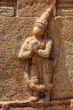 Bas relief depicting Hindu god Hanuman in Achyutaraya Temple. Hampi