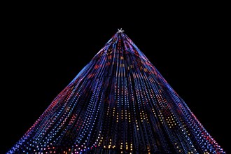 Tall structure with 100000 light bulbs at a multimedia sound and light show