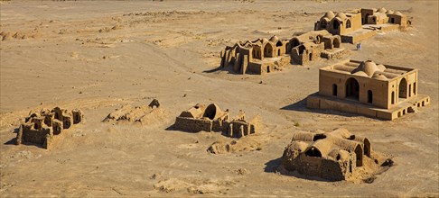 Panoramic view of houses of the dead from the Towers of Silence