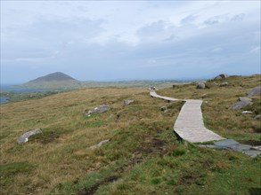 Hiking trail in Connemara National Park near Connemara in the west of Ireland. Connemara National Park