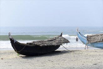 Fishing boats on the beach of Kovalam