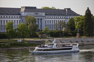 Passenger ship MS Deutsches Eck on the Rhine at kilometre 591 with the Electoral Palace