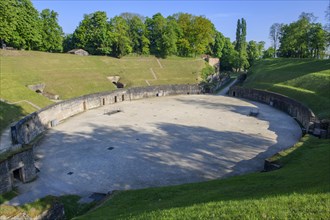 View of arena of historic Roman amphitheatre of Trier Treverorum Augusta