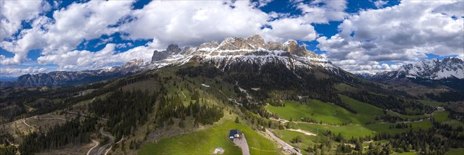 A panoramic view of the Rosengarten Group Mountains