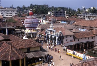 Birds eye view of krishna temple and udupi town