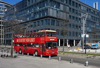 Red Hop on Hop off city tour bus in Hamburg city centre