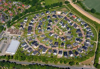 Aerial view of a housing estate like a roundabout in Schwarzenbek