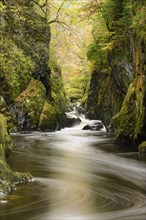 View of river flowing through gorge