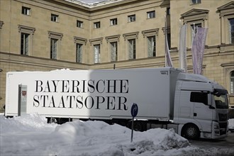 Truck of the Bavarian State Opera on Marstallplatz