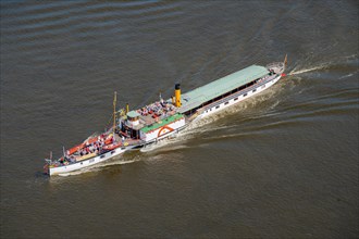 Aerial view of the paddle steamer Kaiser Wilhelm