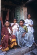 Fisher women and children sitting doorstep at Bheemunipatnam