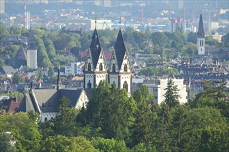 View of Luther Church and Maria Hilf Church from Loewenterrasse on the Neroberg in Wiesbaden