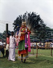Peacock dancer in Atham Festival at Tiruppunithura near Ernakulam