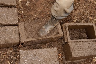 Making mud bricks