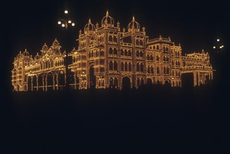 The Mysore Palace is at its resplendent best when lit at night