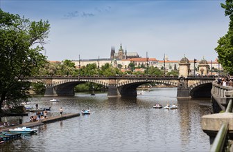 River Vltava with excursion boats