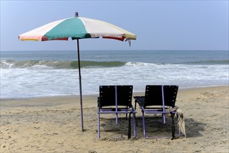 Beach lounger on the beach of Kovalam