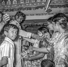 Exchanging garlands in Nattukottai Chettiar's or Nagarathar marriage