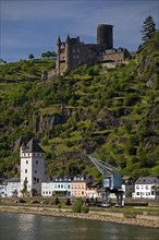 View of the Rhine with St. Goarshausen and Katz Castle