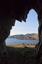 View of northwest coastline from cave