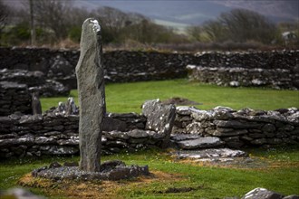 Standing stone at the Riasc monastic settlement in Kerry