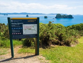 Notice board at Cathedral Cove Walk