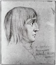 Napoleon Bonaparte as a cadet in Brienne. Drawing by a fellow student