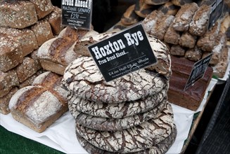 Artisan rye bread for sale at the town market