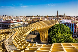 Above the rooftops of Seville in the Metropol Parasol