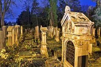 Jewish cemetery at night