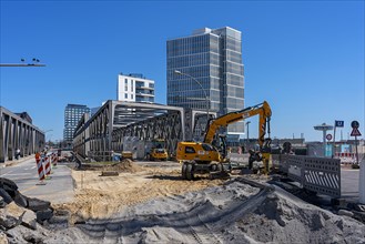 Major construction site at Ueberseequartier and Hafencity