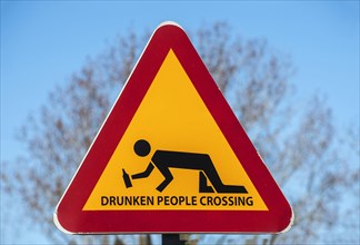 Warning sign for drunken people at Simrishamn