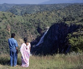 Sigur range hills cape and falls view near Ooty or Udhagamandalam