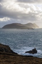 Great Blasket Island on a windy day on Dingle peninsula along the Wild Atlantic Way. Kerry