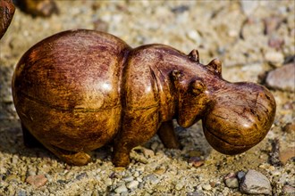 Wooden carved hippo
