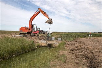Metal piles for the construction of a sluice gate for water retention at Deepdale Marsh