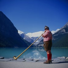 Alphorn players at Lake Louise