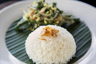 White rice with mixed vegetables